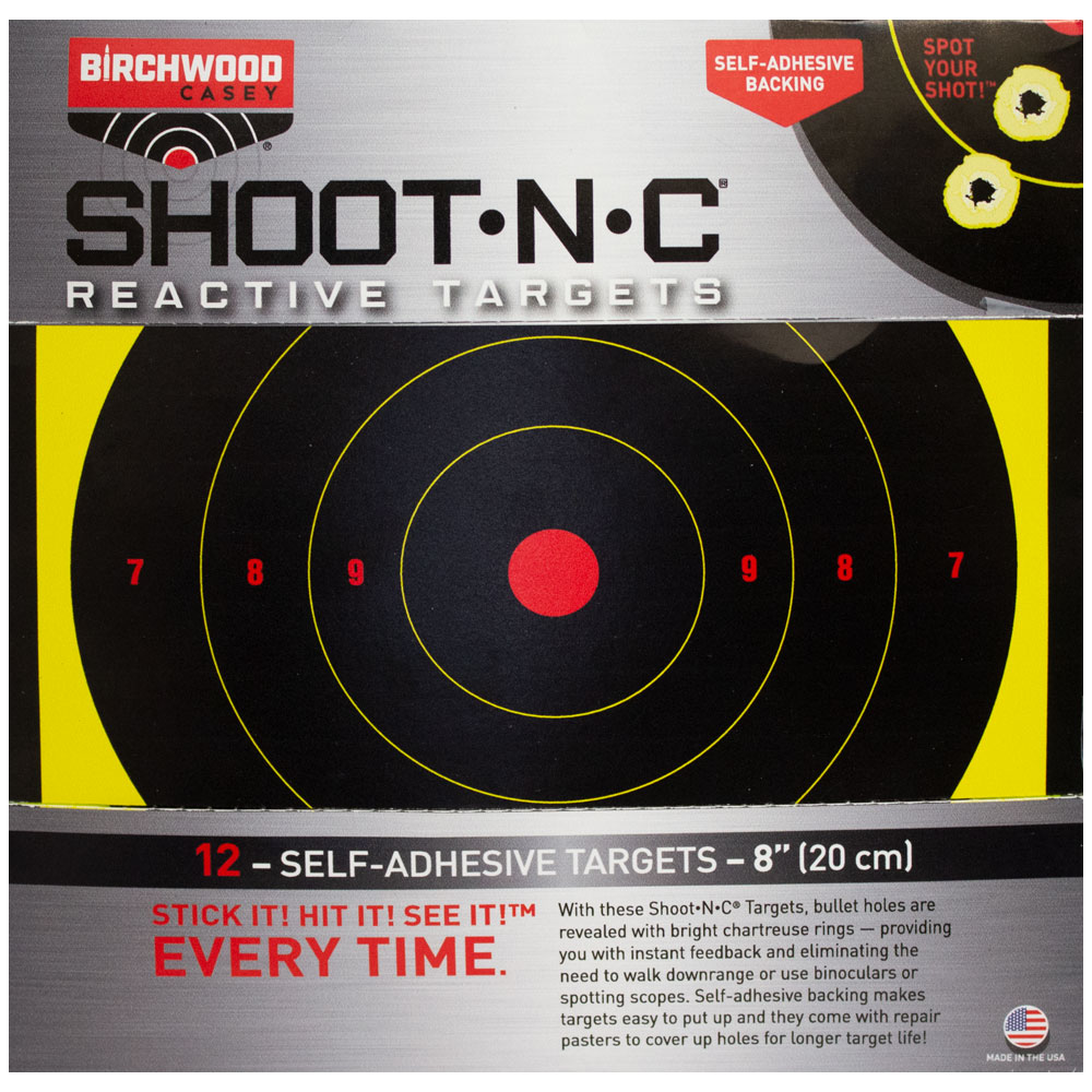 BIRCHWOOD CASEY 8 INCH SHOOT-N-C BULLSEYE TARGETS - 12 PACK main photo.