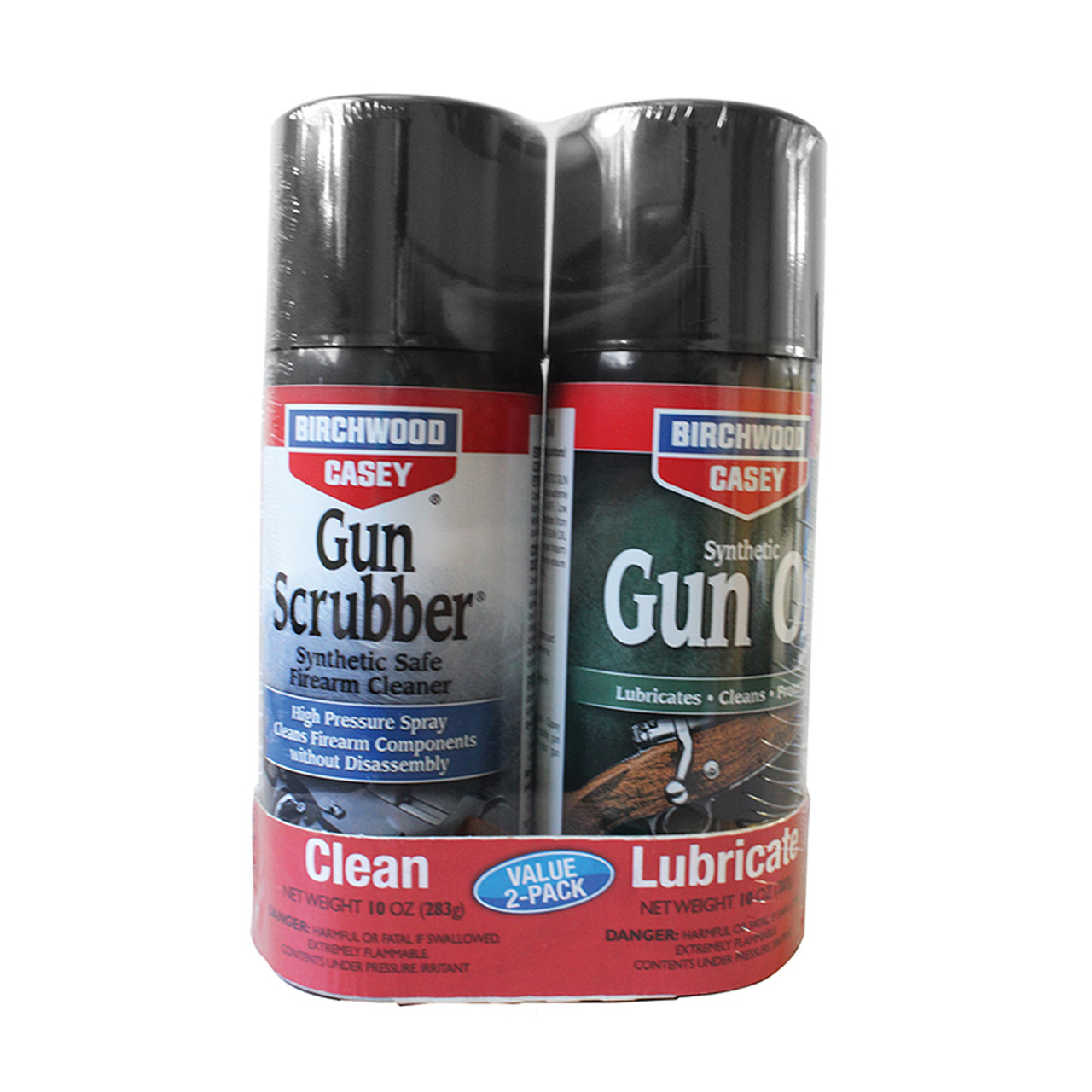 BIRCHWOOD CASEY GUN SCRUBBER & SYNTHETIC GUN OIL AEROSOL COMBO PACK main photo.