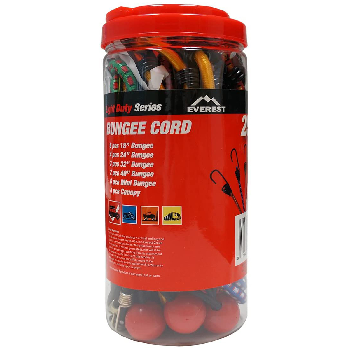 EVEREST LIGHT DUTY SERIES BUNGEE CORDS - 25 PACK main photo.