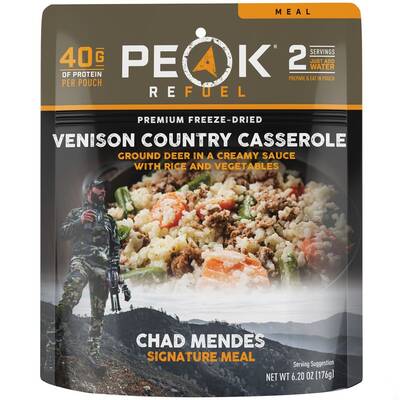 PEAK REFUEL CHAD MENDES SIGNATURE VENISON COUNTRY CASSEROLE FREEZE DRIED MEAL - Today Only!