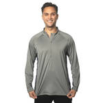Sg Edge Men's Long Sleeve Half Zip Shirt - Front Grey