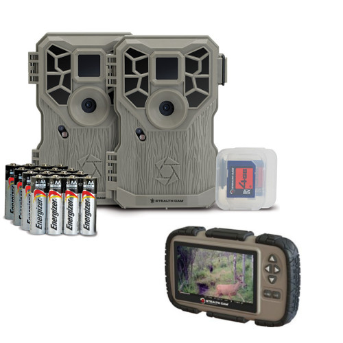 STEALTH CAM PX12 FX SHIELD 10MP TRAIL CAMERA COMBO 2-PACK WITH CARD VIEWER
